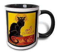 Mug Porcelain Mug Modern Coffee Mug Unique Ceramic Mug Fun Gifts for Valentine's Day Office Christmas 330 Ml Damour A Vintage Poster Parody of Le Chat Noir with A Theme of Love