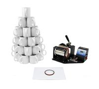 Mug Heat Press Machine With 72 White Blank Sublimation Mugs 11oz Design Transfer Printer Kit