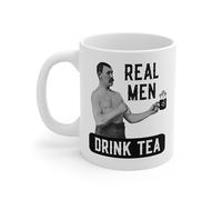 Mug Real Men Drink Tea Mugs Premium Tea Cup Personalised with Your Text Coffee Cups for Kitchens Work for Best Friend 330Ml