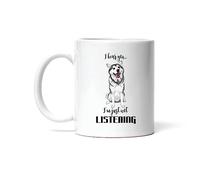 Mug Sarcasm Meme I Hear You I Am Just Not Listening for Husky Lovers Stubborn Dog Ceramic Cup Personalised with Your Text Coffee Mug Premium for Men Women for Best Friend Work 330Ml