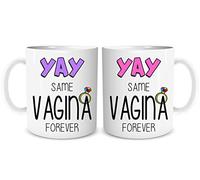 Mug Set Couples Funny Ceramic Mugs Yay SameVagina Forever Gay Lesbian Engagement Same Sex Wedding Gift Prersent WSDMUG1995, White