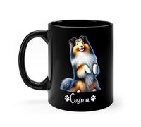 Mug Shetland Sheepdog Black Coffee Mug Personalised with Your Text Tea Cup Cappuccino Ceramic Cup Work for Men Women Kitchens 330Ml