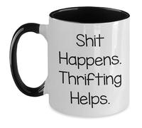 Mug Shit Happens. Thrifting Helps Tea Cup Cappuccino Coffee Mug Ceramic Mugs for Men Women Work Restaurants 330Ml