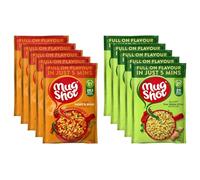 Mug Shot Instant Noodles Multipack Thai & Sweet & Sour Asian Ready Meals Food & Snack, x5 Each Flavour, Quick Meal Pasta Low Fat Calorie Noodle Bulk, Ready in 5 Min, 10 packs total + Cheeroo Magnet