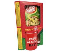 Mug Shots Creamy Cheese Pasta Mug & Snack Set, 'Pasta La Vista Baby' Ceramic Mug, 2 Full-On Flavour Packs, 219 Calories per Serving