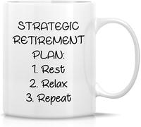 Mug Strategic Retirement Plan Rest Relax Repeat 11oz Ceramic Coffee Mugs Funny Sarcasm Sarcastic Inspirational Gifts for Friends Coworkers Siblings Dad Mom Gift for Women Men