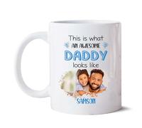 Mug This is What an Awesome Daddy White Ceramic Cup Personalised with Your Text Mugs Great Gift Idea Coffee Mug for Best Friend for Men Women Restaurants 330Ml
