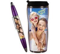 Mug + Violet PixStylus = DIY Gift Combo - Create Your Own Custom Photo Travel Mug and Stylus - Insert Your Own Photos or Create and Print Inserts Online