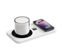 Mug Warmer - Coffee Cup Warmer, Cup Heater, 3 Heating Temperature Control Intelligent Drink Heaters with Charger for Wireless Phone for Drink Milk Table Tabletop