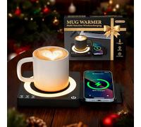 Mug Warmer, Coffee Cup Warmer for Desk/Home, Heated Mug, Tea Warmer, 15W Wireless Charging, 3 Heat Settings Temperature Controlled, 8H Auto Off, Candle Warmer, Gifts for Brother, Tech Gifts for Men