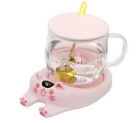 Mug Warmer Coffee Warmer - Cup Warmer with 3 Temperature Settings Smart Tea Warmer Portable Beverage Warmer Drink Warmer for Office丨Desk丨Cocoa丨Coffee丨Tea丨Milk丨Hot Drinks（Excluding Cup） (Pink)