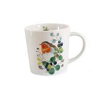Mug with Animals Robins on Natural Arrangement Made of Porcelain in Matching Gift Box Motif Mug for the Set Table and as a Gift 0.4 L x H 9.7 cm