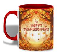 Mug with Handles Happy Thanksgiving Fall Pumpkin Autumn Mug Love's Day | 330ML Porcelain Mugs Novelty Travel mug for Kitchen Tea Coffee