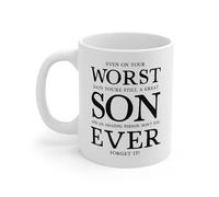 Mug Worst Son Ever Tea Cup Great Gift Idea Coffee Mug Personalised with Your Text Mugs for Men Women for Best Friend Kitchens 330Ml