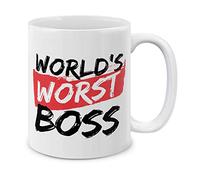 MUGBREW Funny Humor Satire Mugs, World's Worst Boss Ceramic Coffee Mug Tea Cup, 11 OZ
