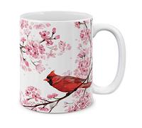 MUGBREW Red Cardinal Birds In Spring Ceramic Coffee Mug Tea Cup, 11 OZ