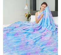 MUGD Lightweight Blanket Fleece Large Blanket Blue Throw Blanket for Bed Queen Size
