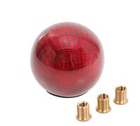 muge racing Carbon Fiber Shift Knob Gear Shifter Knobs with 3 Adapter Most Car Decorations Classic (Red, Round)