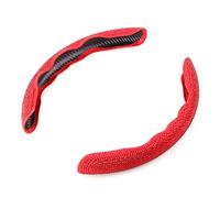 MUGE RACING Diamond Steering Wheel Cover, 2Pcs Universal Bling Steering Wheel Covers for Women Ladies (Black with Red Diamond)