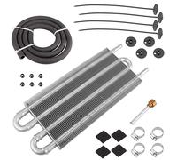 MUGE RACING Universal 5/16" Transmission Oil Cooler Kit, Aluminium alloy 4 Row Remote Power Steering Transmission Oil Cooler Kit(Sliver)