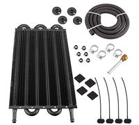 MUGE RACING Universal 5/16" Transmission Oil Cooler Kit, Aluminium alloy 6 Row Remote Power Steering Transmission Oil Cooler Kit(Black)