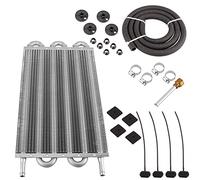 MUGE RACING Universal 5/16" Transmission Oil Cooler Kit, Aluminium alloy 6 Row Remote Power Steering Transmission Oil Cooler Kit(Sliver)