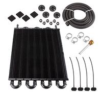 MUGE RACING Universal 5/16" Transmission Oil Cooler Kit, Aluminium alloy 8 Row Remote Power Steering Transmission Oil Cooler Kit(Black)