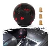 muge racing Universal Gear Shift Knob Forged Carbon Fiber Ball Type Stick Shifter with 3 Adapters,Red