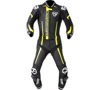 MUGENRACE Mucho Two Piece Motorcycle Leather Suit, black-white-yellow, size 54 for Men