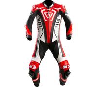 MUGENRACE Predator perforated One Piece Motorcycle Leather Suit, black-white-red, size 54 for Men