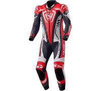 MUGENRACE Predator perforated One Piece Motorcycle Leather Suit, black/white/red, size 58