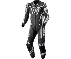 MUGENRACE Predator perforated One Piece Motorcycle Leather Suit, black-white, size 50 for Men