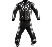 MUGENRACE Predator perforated Two Piece Motorcycle Leather Suit, black-white, size 52 for Men