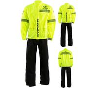 MUGENRACE Rainy Two-Piece Rain Suit, black-yellow, size 2XL for Men