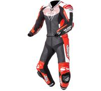 MUGENRACE Scorpion perforated Two Piece Motorcycle Leather Suit, black-white-red, size 58 for Men