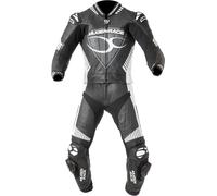 MUGENRACER Impegnato perforated Two Piece Motorcycle Leather Suit, black-white, size 48 for Men