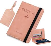 mugexingtu 2 Pcs Passport Holder Set, Passport Cover Suction Buckle Protective Cover Passport Wallet Necessary for Travel Passport Holder Travel Wallet Luggage Tag Passport Case