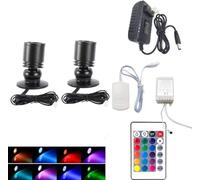 mugexingtu Dimmable LED Mini Spotlight Jewelry Showcase Indoor Display Lights Black Shell Surface Mount Under Cabinet Lights Kit 6 Pack with Remote White Light (2 Pack RGB Colorful)