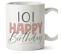 MUGFFINS 101 Birthday Mug - in English - Happy Birthday! Pink - Funny Anniversary Present - 11 oz