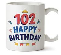 MUGFFINS 102 Birthday Mug - in English - Happy Birthday! - Funny Anniversary Present - 11 oz