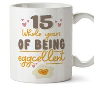 MUGFFINS 15 Birthday Mug - in English - Happy Birthday You are Eggcelent - Funny Anniversary Present - 11 oz