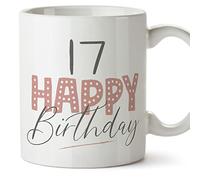 MUGFFINS 17 Birthday Mug - in English - Happy Birthday! Pink - Funny Anniversary Present - 11 oz