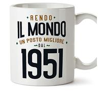 MUGFFINS 1951 Birthday Mug - in Italian - Rendo il Mondo un Posto Migliore - Funny Anniversary Present - 11 oz