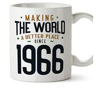 MUGFFINS 1966 Birthday Mug - in English - Making the World a Better Place - Funny Anniversary Present - 11 oz
