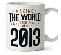 MUGFFINS 2013 Birthday Mug - in English - Making The World a Better Place - Funny Anniversary Present - 11 oz