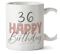 MUGFFINS 36 Birthday Mug - in English - Happy Birthday! Pink - Funny Anniversary Present - 11 oz