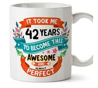MUGFFINS 42 Birthday Mug - IT Took ME 42 Years to Become Perfect - Funny Anniversary Present - 11 oz