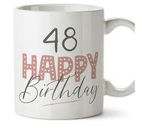 MUGFFINS 48 Birthday Mug - in English - Happy Birthday! Pink - Funny Anniversary Present - 11 oz