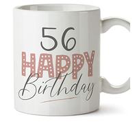 MUGFFINS 56 Birthday Mug - in English - Happy Birthday! Pink - Funny Anniversary Present - 11 oz