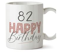 MUGFFINS 82 Birthday Mug - in English - Happy Birthday! Pink - Funny Anniversary Present - 11 oz